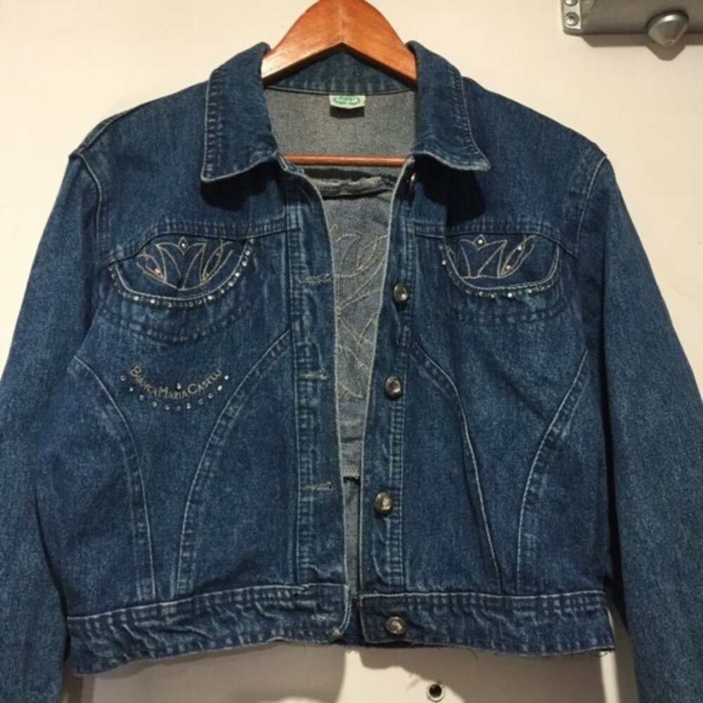 VINTAGE BIANCA MARIA CASELLI CROPPED DENIM JACKETS SIZE S